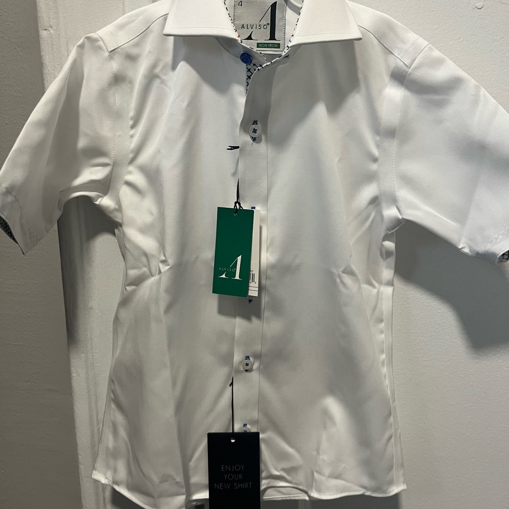 White Button Down Shirt with Short Sleeves